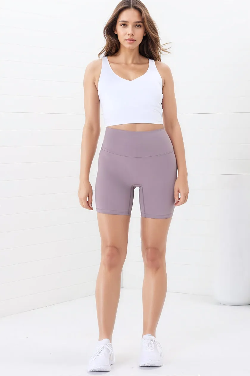 Axel Bike Shorts - Thick Highwaisted Band Bike Shorts in Mauve sold by Salty Crush product image thumbnail 5