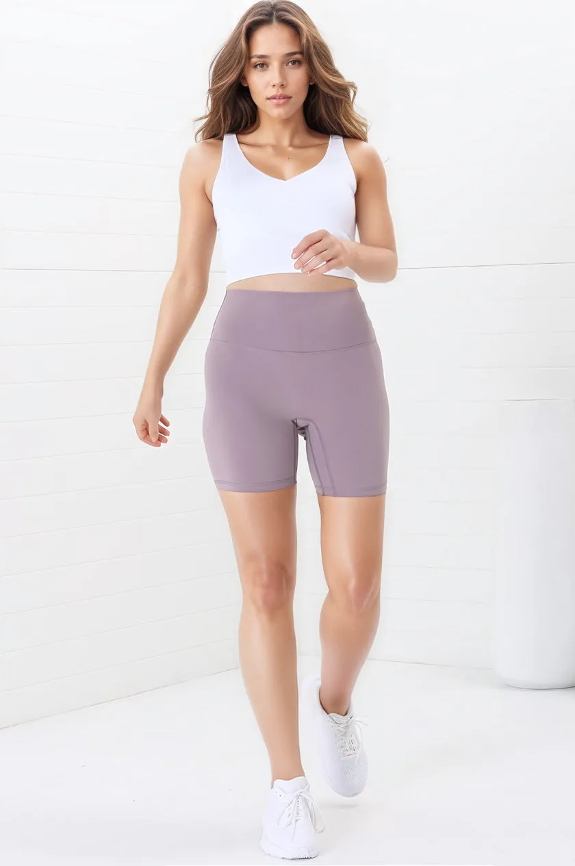 Axel Bike Shorts - Thick Highwaisted Band Bike Shorts in Mauve sold by Salty Crush