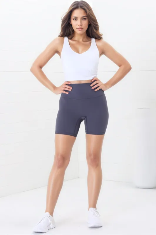 Axel Bike Shorts - Thick Highwaisted Band Bike Shorts in Lilac Grey sold by Salty Crush
