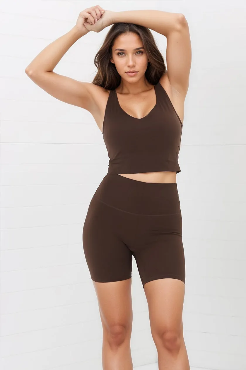 Axel Bike Shorts - Thick Highwaisted Band Bike Shorts in Chestnut sold by Salty Crush product image thumbnail 5
