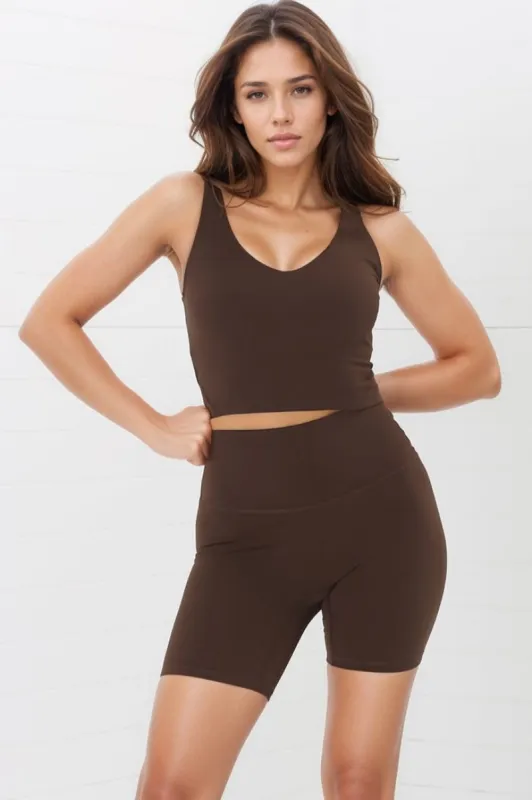 Axel Bike Shorts - Thick Highwaisted Band Bike Shorts in Chestnut sold by Salty Crush