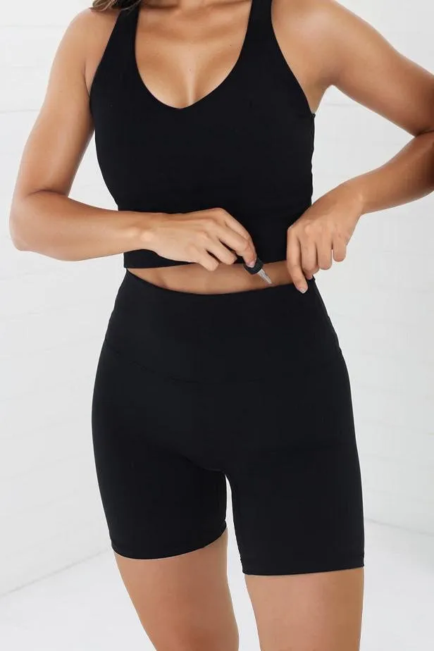 Axel Bike Shorts - Thick Highwaisted Band Bike Shorts in Black sold by Salty Crush