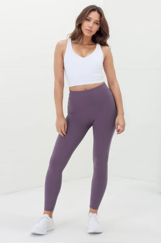 Axel Leggings - High Waisted Full Length Leggings in Dark Mauve sold by Salty Crush