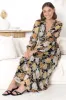 Helia Midi Dress - V Neck A Line Dress with Cinched Waist in Elsa Print Black sold by Salty Crush