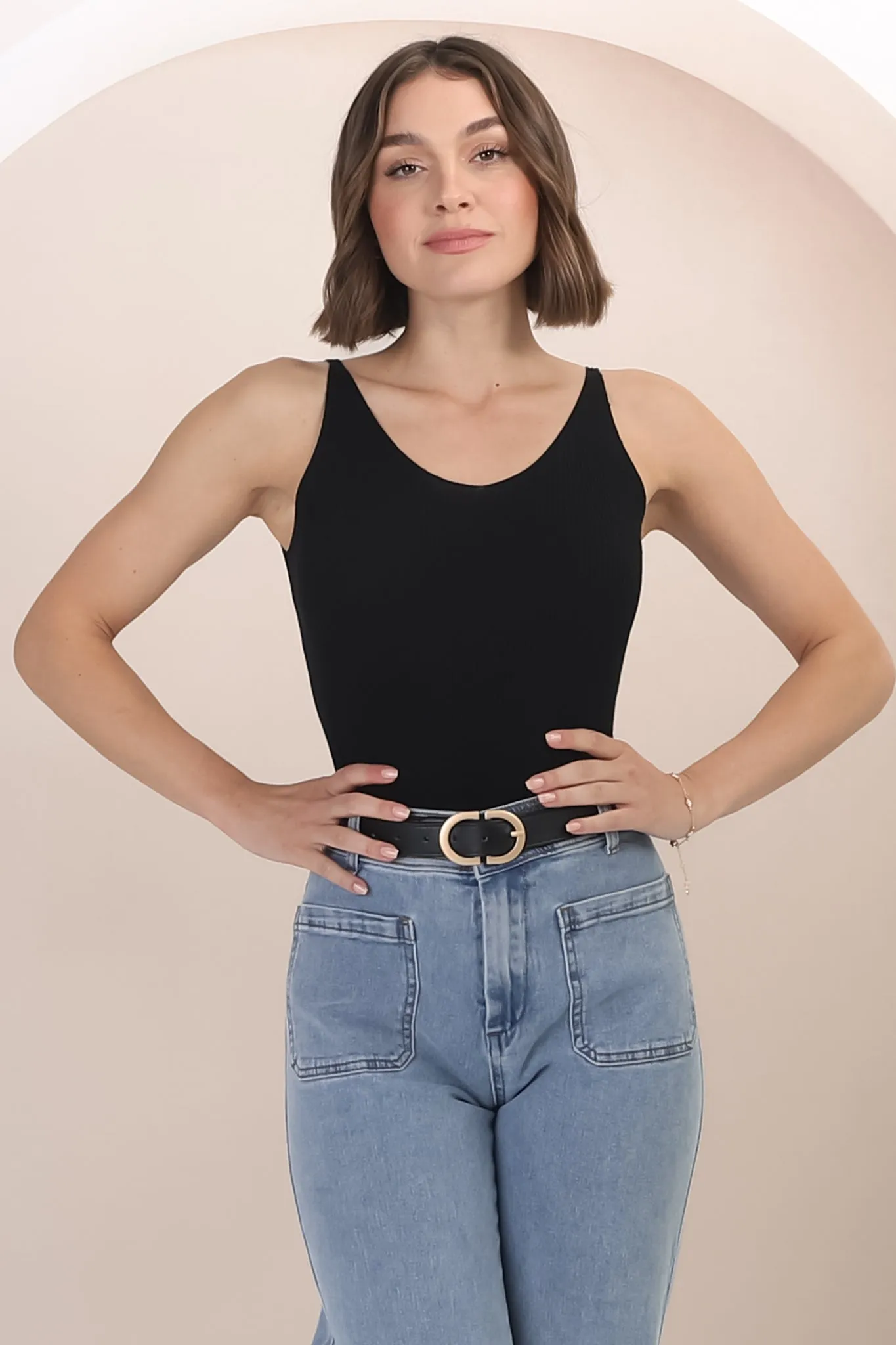 Ava Cami - Soft V Neck Ribbed Cami in Black sold by Salty Crush product image thumbnail 3