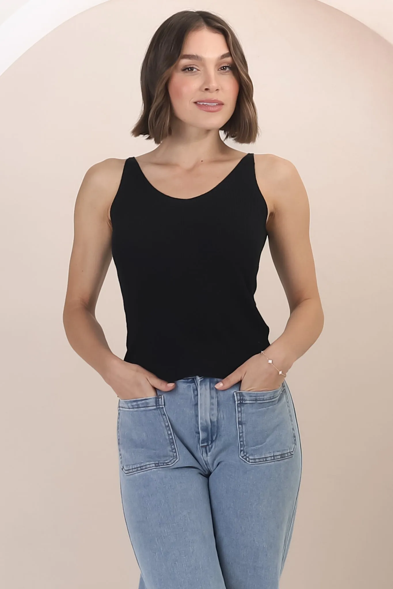 Ava Cami - Soft V Neck Ribbed Cami in Black sold by Salty Crush product image thumbnail 4