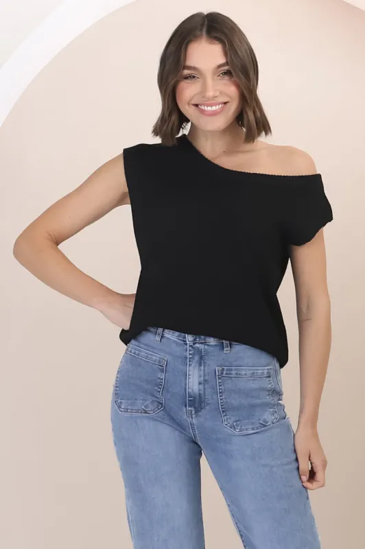 Ethel Knit Top - Sleeveless Crew Neck Knit in Black sold by Salty Crush