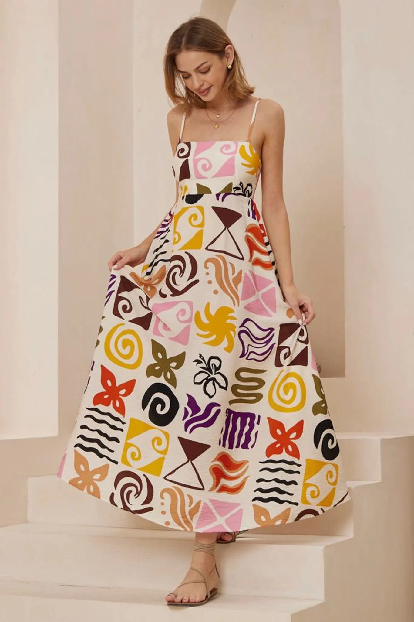 Bonita Maxi Dress: Spaghetti Strap Sun Dress in Sebastian Print sold by Salty Crush product image thumbnail 2