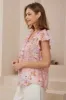 Avril Blouse - Frill Cap Sleeve Button Down Cotton Blouse in Ginnee Print sold by Salty Crush
