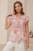 Avril Blouse - Frill Cap Sleeve Button Down Cotton Blouse in Ginnee Print sold by Salty Crush