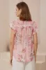 Avril Blouse - Frill Cap Sleeve Button Down Cotton Blouse in Ginnee Print sold by Salty Crush