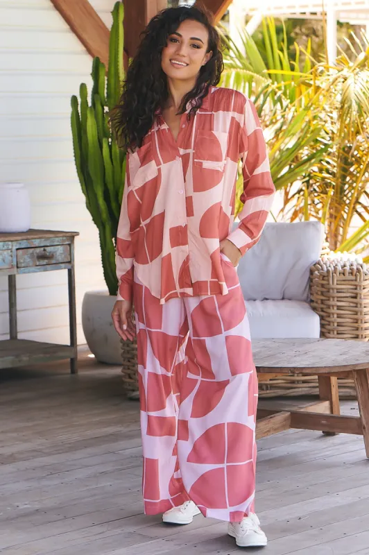 JAASE - Holly Pants: Relaxed Straight Leg Pants in Cali Print made by Jaase