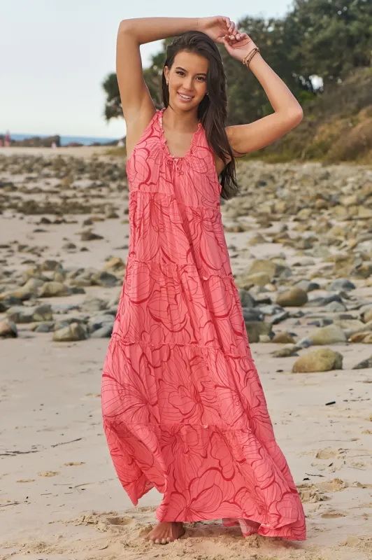 JAASE - Erryn Maxi Dress: Scoop Neckline Smock Maxi in Rosella Print sold by Salty Crush