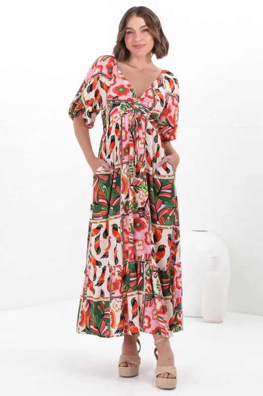 Yanna Maxi Dress - On or Off Shoulder A Line Dress with Elasticated Back in Labelle Print sold by Salty Crush