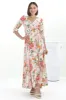 Indiana Maxi Dress - Lace Back Shirred Waist A Line Dress with Handkerchief Hemline in Verbena Print sold by Salty Crush