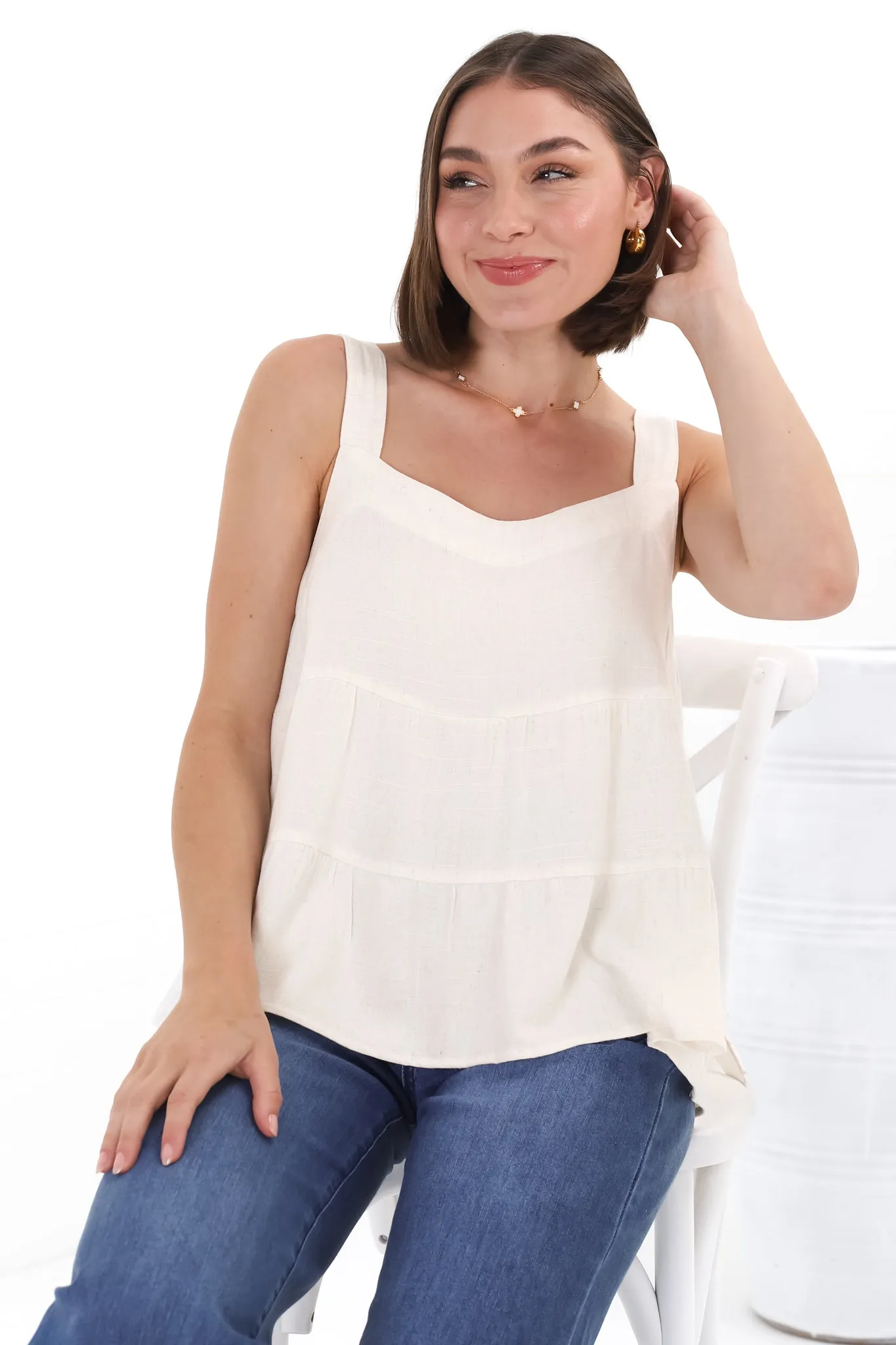 Avni Top - Square Neckline With Adjustable Straps In Beige sold by Salty Crush product image thumbnail 4