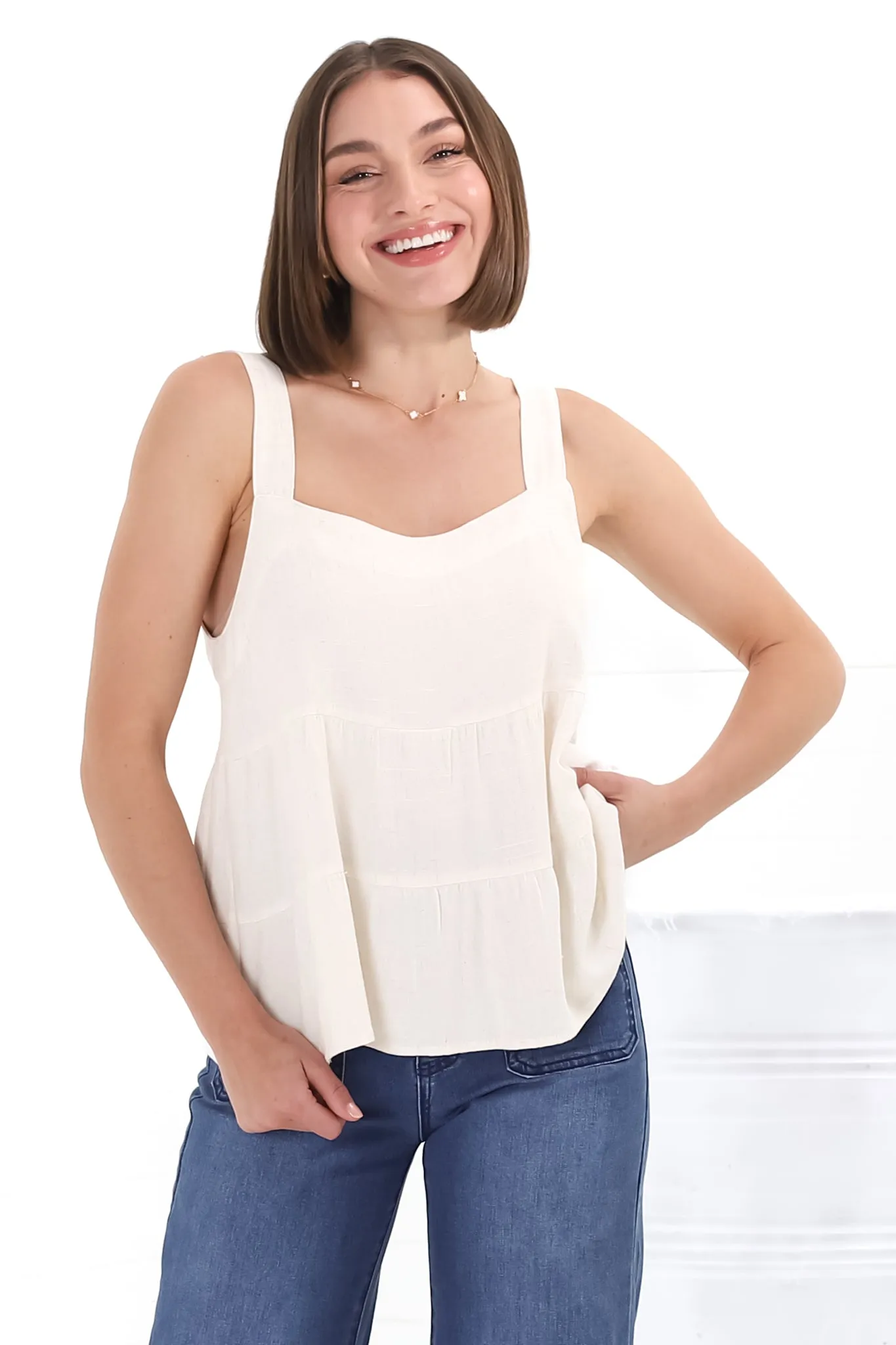 Avni Top - Square Neckline With Adjustable Straps In Beige sold by Salty Crush product image thumbnail 5