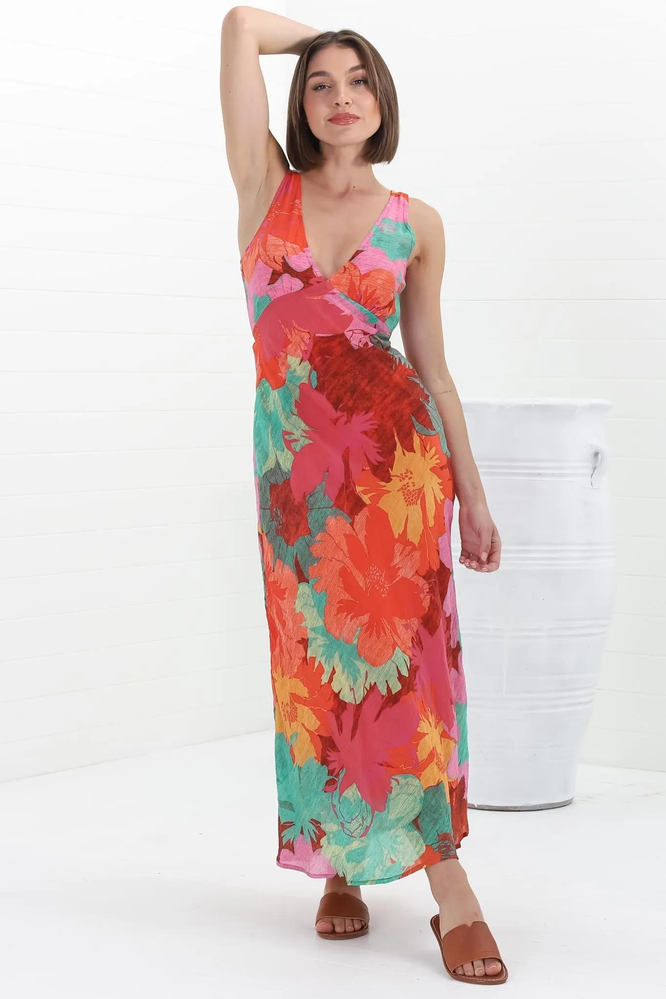 Vivie Maxi Dress - V Neckline Sun Dress in Alo Print sold by Salty Crush product image thumbnail 4