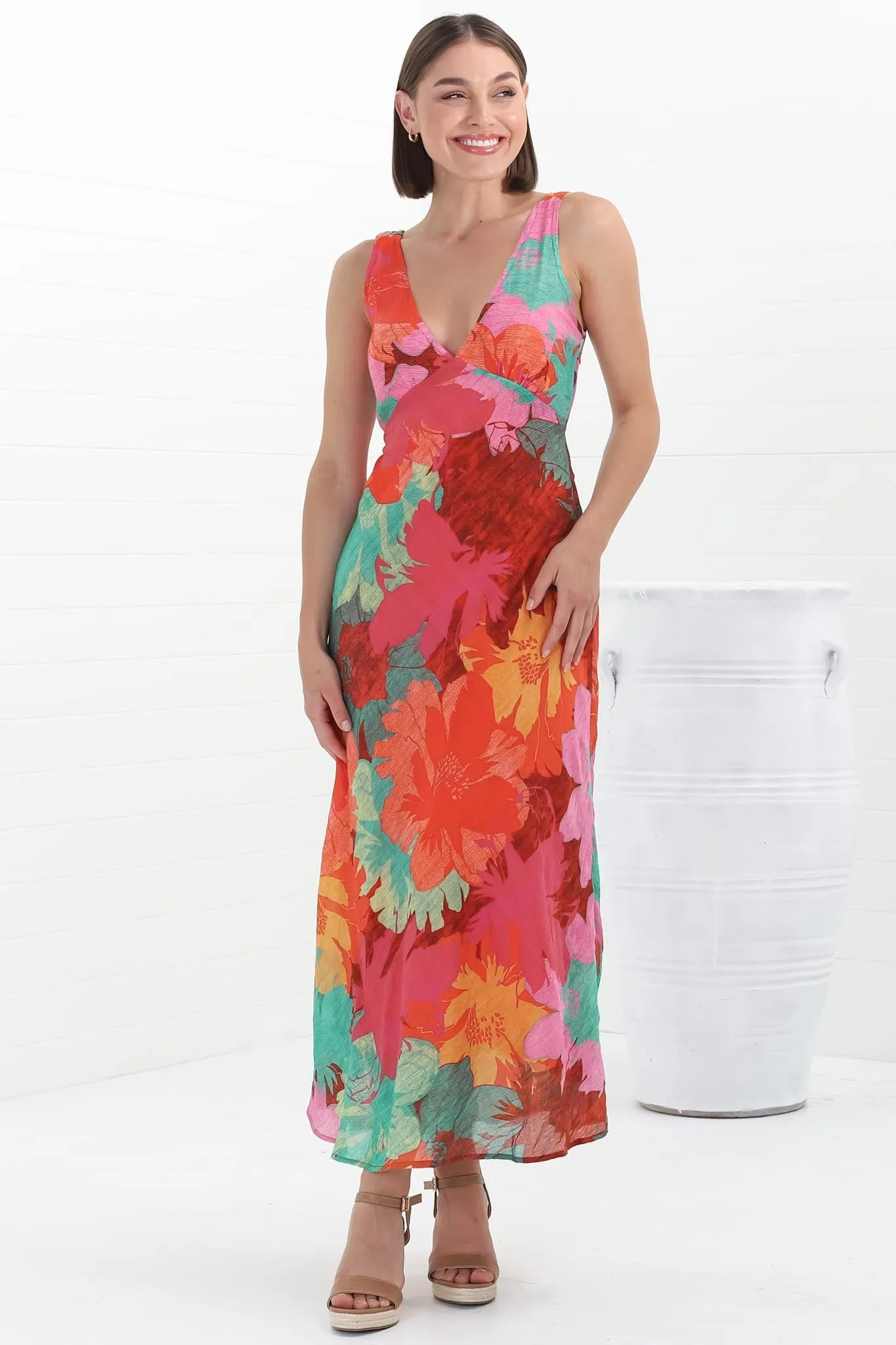 Vivie Maxi Dress - V Neckline Sun Dress in Alo Print sold by Salty Crush product image thumbnail 3