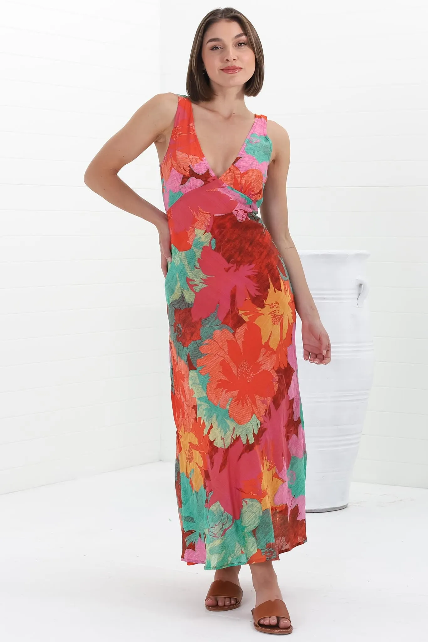 Vivie Maxi Dress - V Neckline Sun Dress in Alo Print sold by Salty Crush product image thumbnail 5