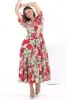 Marietta Maxi Dress - Buttoned Bodice A Line Dress With Short Balloon Sleeves in Primavera Print sold by Salty Crush