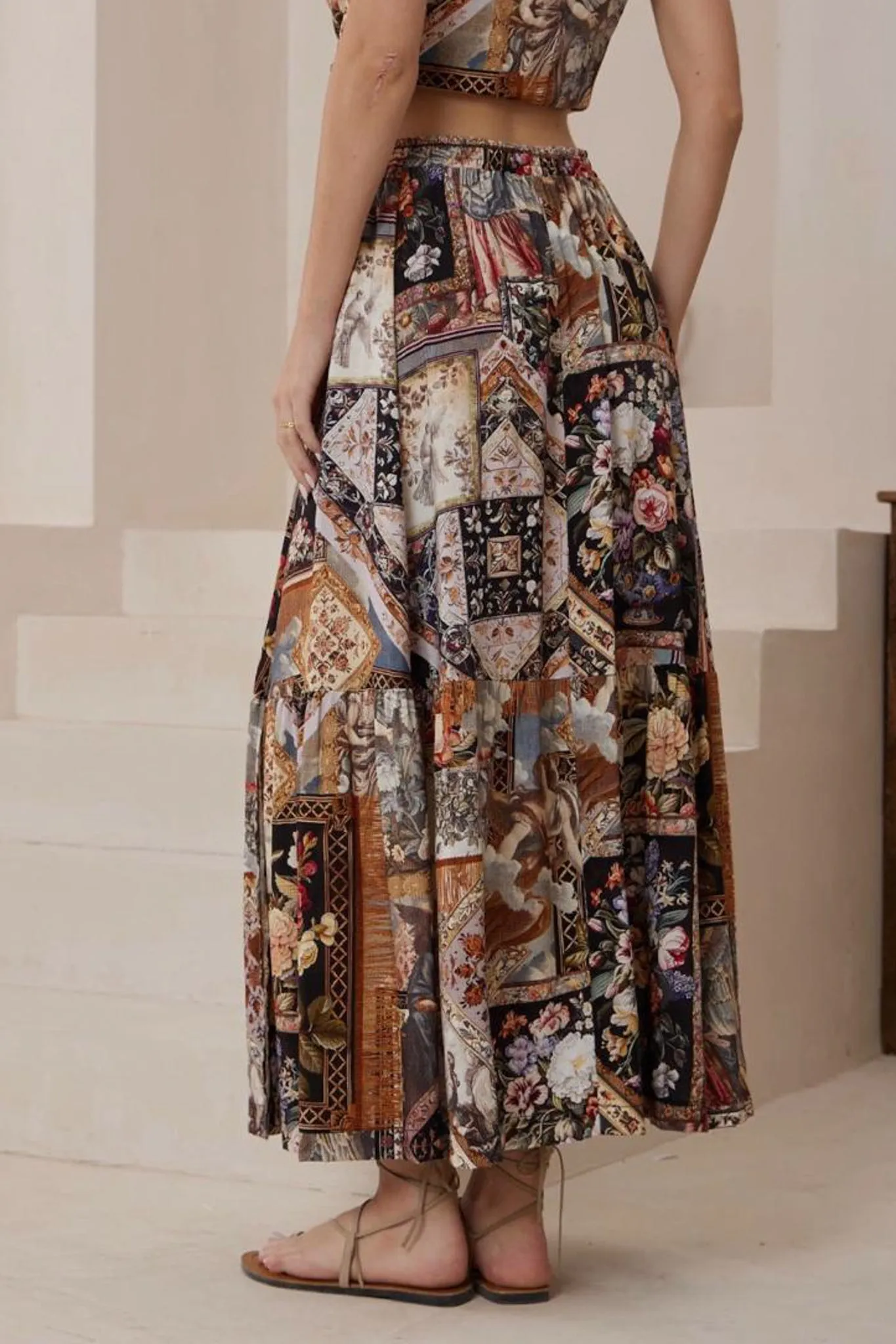 Zia Maxi Skirt - High Waisted Skirt with Front Splits in Elaine Print sold by Salty Crush product image thumbnail 4