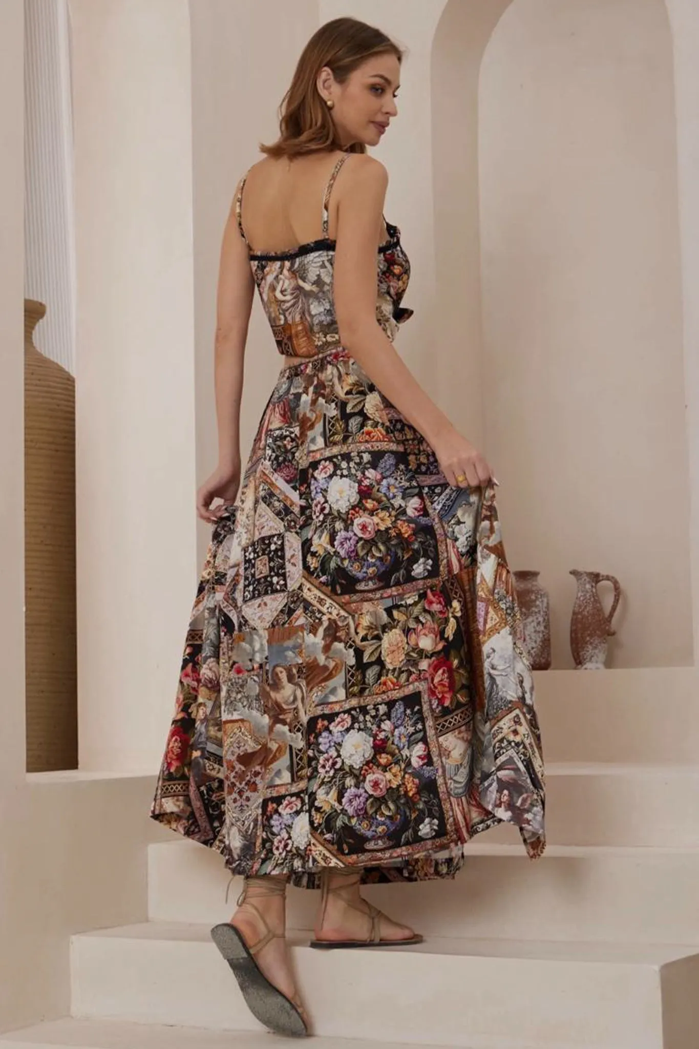 Zia Maxi Skirt - High Waisted Skirt with Front Splits in Elaine Print sold by Salty Crush product image thumbnail 5