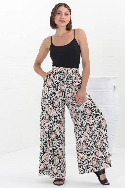 Velman Pants - Paper Bag High Waisted Wide Leg Pants In Lamika Print sold by Salty Crush