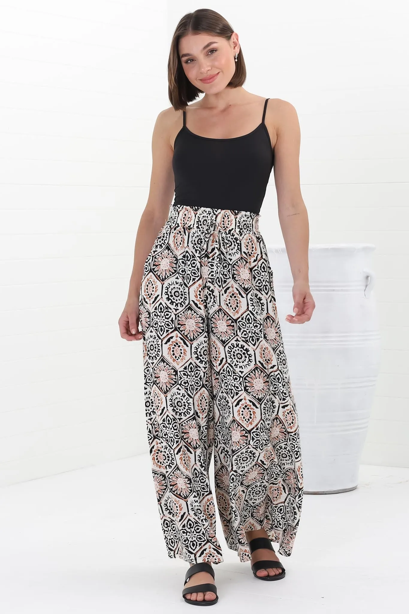 Velman Pants - Paper Bag High Waisted Wide Leg Pants In Lamika Print sold by Salty Crush product image thumbnail 5