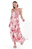 Emmelyn Maxi Dress - Lace Trim Tie Strap Sun Dress in Carlee Print sold by Salty Crush