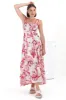 Emmelyn Maxi Dress - Lace Trim Tie Strap Sun Dress in Carlee Print sold by Salty Crush
