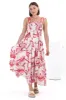 Emmelyn Maxi Dress - Lace Trim Tie Strap Sun Dress in Carlee Print sold by Salty Crush