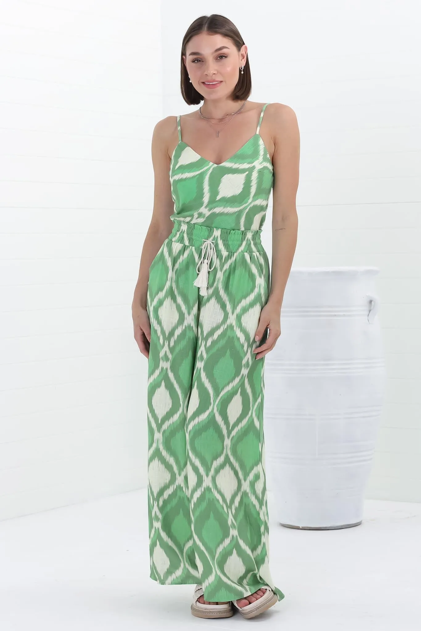 Velman Pants - Paper Bag High Waisted Wide Leg Pants in Alia Print sold by Salty Crush product image thumbnail 4