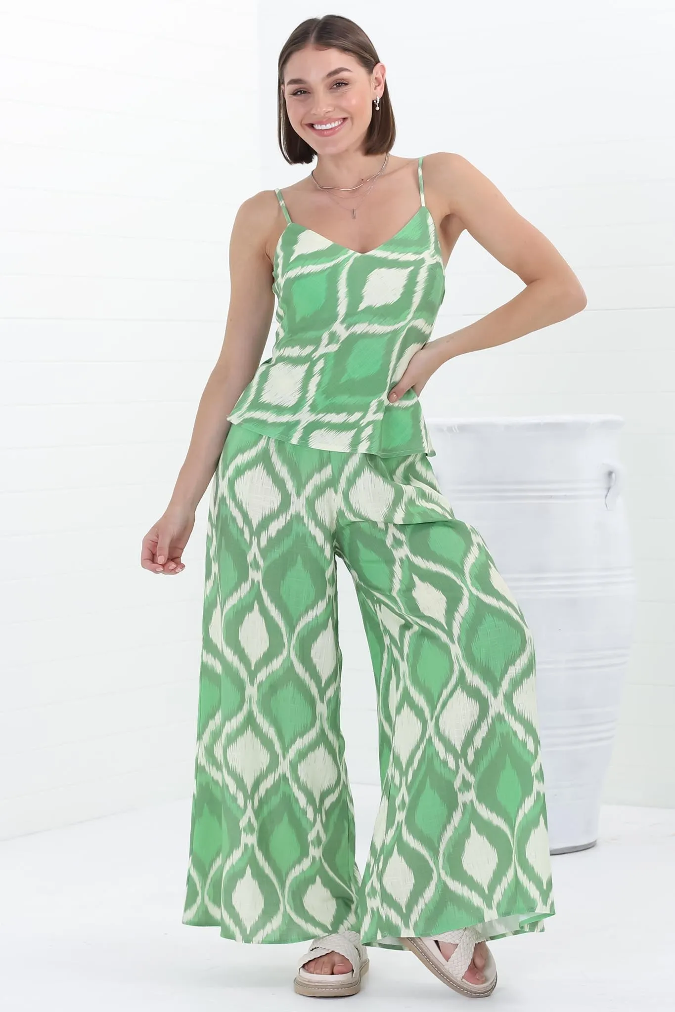 Velman Pants - Paper Bag High Waisted Wide Leg Pants in Alia Print sold by Salty Crush product image thumbnail 2