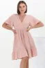 Kimmy Mini Dress - Lace Detailed Cape Sleeve Dress with Pull Tie Waist in Blush sold by Salty Crush