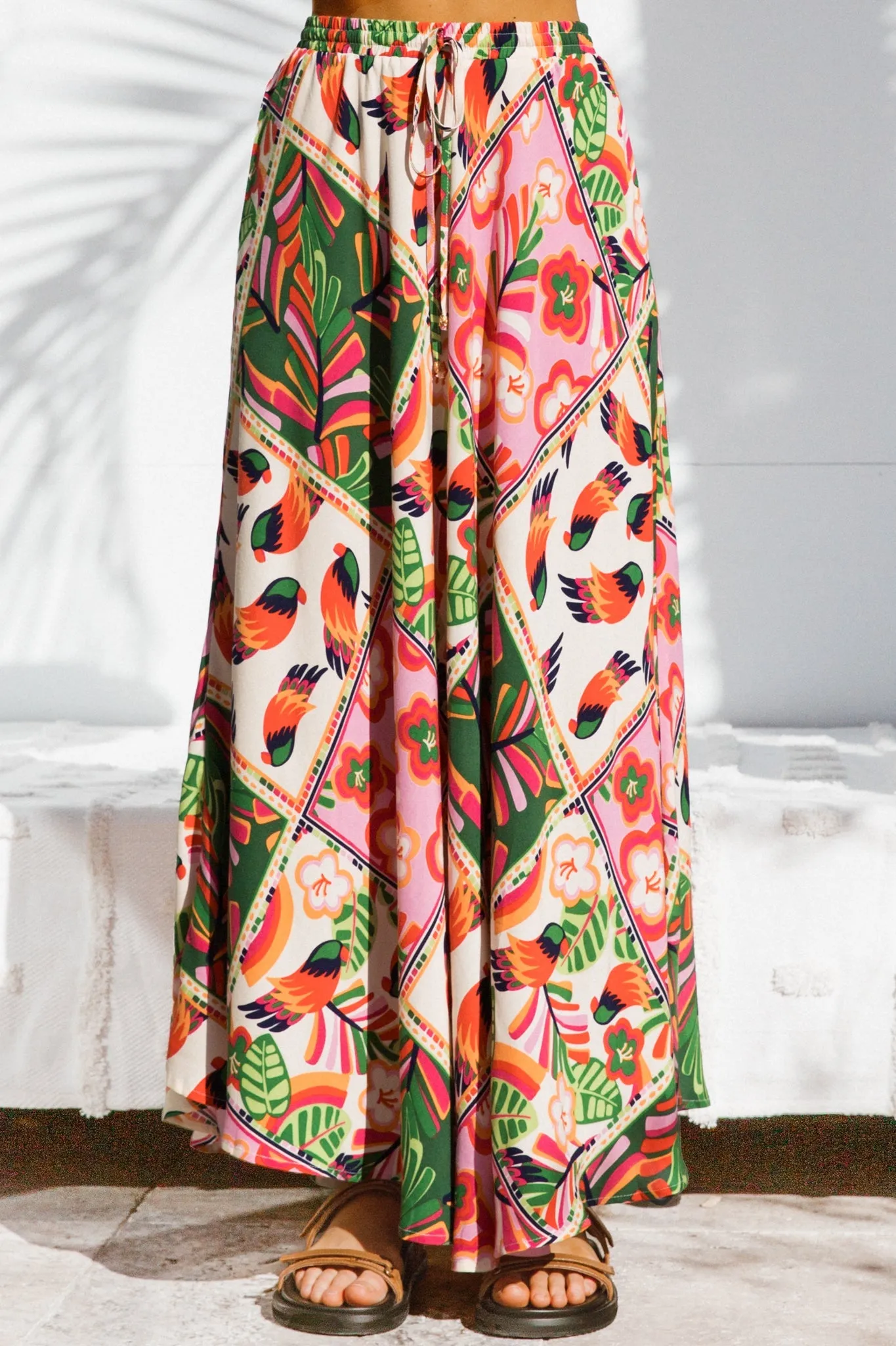 Yara Maxi Skirt - High Waisted Scoop Hemline Skirt with Pockets in Labelle Print sold by Salty Crush product image thumbnail 2