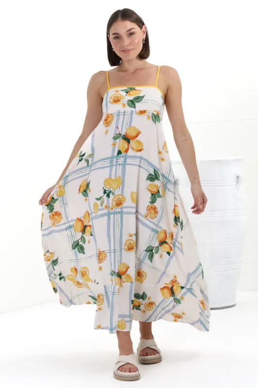 Rosa Maxi Dress - Sun Dress with Shirred Back in San Vitto Print sold by Salty Crush