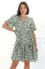 Abilia Mini Dress - Mandarin Collar Buttoned Bodice Smock Dress in Petra Print in Green sold by Salty Crush