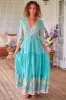 Tessa Maxi Dress - A Line Pull Tie Waist Dress in Atlantis Print sold by Salty Crush