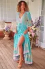 Tessa Maxi Dress - A Line Pull Tie Waist Dress in Atlantis Print sold by Salty Crush
