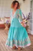 Tessa Maxi Dress - A Line Pull Tie Waist Dress in Atlantis Print sold by Salty Crush