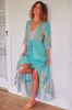 Tessa Maxi Dress - A Line Pull Tie Waist Dress in Atlantis Print sold by Salty Crush
