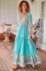 Tessa Maxi Dress - A Line Pull Tie Waist Dress in Atlantis Print sold by Salty Crush