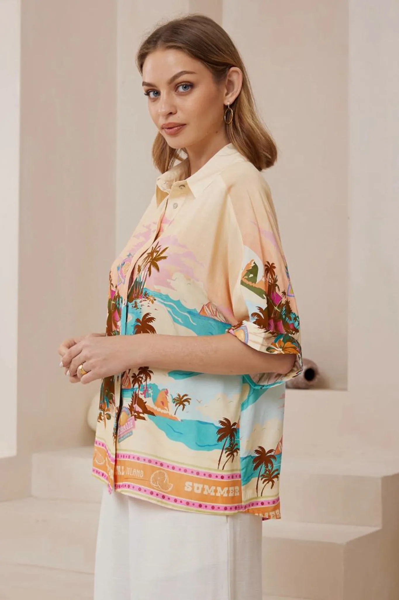 Dion Shirt - Collared Button Down Shirt in Summer Paradise Print sold by Salty Crush product image thumbnail 2