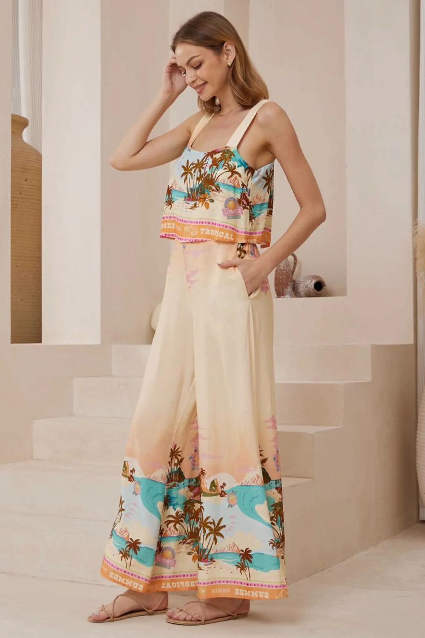 True Jumpsuit - Square Neckline Overall Jumpsuit in Summer Paradise Print sold by Salty Crush product image thumbnail 2