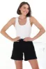 Halley Denim Shorts - Elasticated Waistband Folded Cuff Denim Shorts in Black sold by Salty Crush