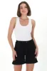 Halley Denim Shorts - Elasticated Waistband Folded Cuff Denim Shorts in Black sold by Salty Crush