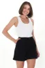 Halley Denim Shorts - Elasticated Waistband Folded Cuff Denim Shorts in Black sold by Salty Crush
