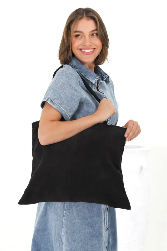 Rover Corduroy Tote Bag - Black sold by Salty Crush