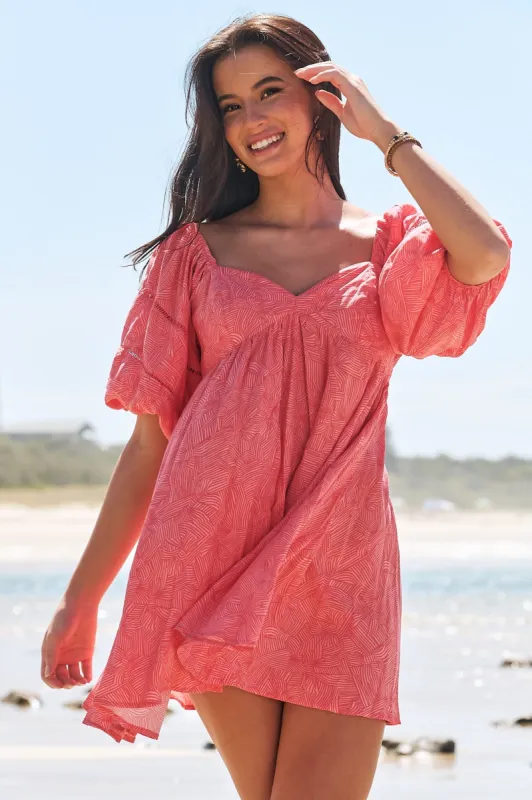 JAASE - Wattle Mini Dress: On or Off Shoulder Dress with Short Sleeves in Little Bow Print sold by Salty Crush